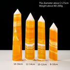 Crystal Stone 1pc Natural Quartz Tower Yellow Calcite Crystal Striped Orange Calcite Home Decoration Presents (Size : 14-16cm)