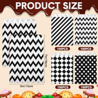 Sweetude 400 Pcs Paper Cookie Bag Bulk 5 x 7 Inch Polka Dot Wave Snack Packaging Small Paper Packaging Flat Small Candy Buffet Bag for Wedding Baby Shower Party Supply Shop(Black)