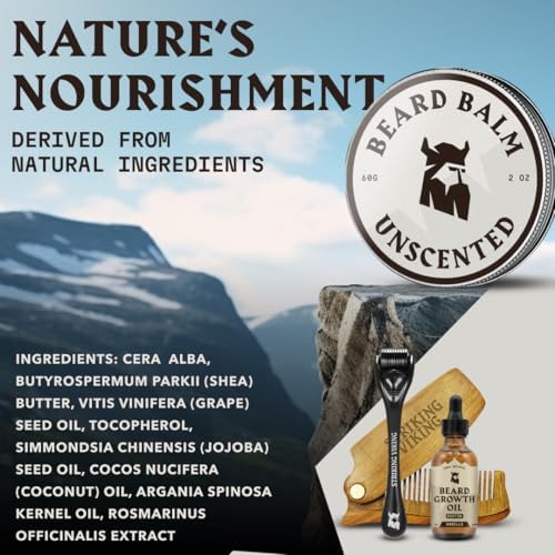 Striking Viking Beard Balm for Men - Unscented, 2 Ounces - Fragrance Free Care & Styling - Travel-Sized Beard Softener Balm with Aegan & Jojoba Oils
