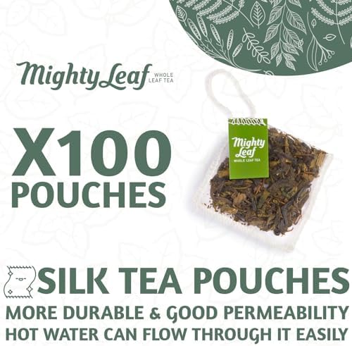 Mighty Leaf Organic Green Dragon Tea – 100 Count Whole Leaf Green Tea Bags – Smooth & Earthy Flavor – Premium Silk Pouches for Wellness and Natural Energy