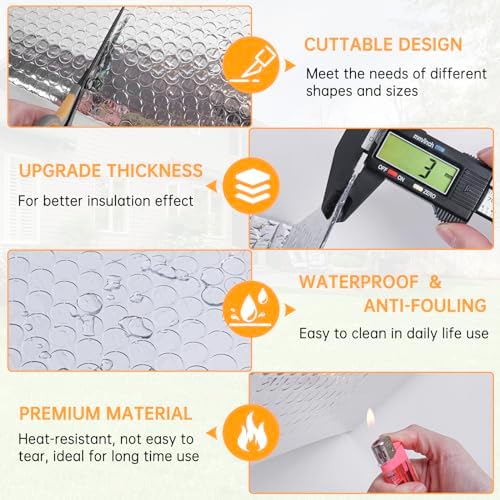 Reflective Foil Insulation, Double Reflective Bubble Insulation Sheet, Aluminum Foil Bubble Shield, Radiant Barrier Roll for RV Windows Weatherproofing (23.6''x 10Ft)