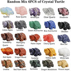 Gemstone Turtle Figurines Mix 6PCS, Crystal Tortoise Statue, Natural Hand Carving Turtle Stone Gemstone Animal Figurine Feng Shui Sculpture for Home Decor 1.5''