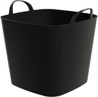 Life Story Flexi Tub, Versatile 26 Quart Storage Tote, Flexible Plastic Home Organizer Lightweight Basket with Carrying Handles, Black