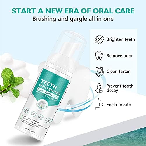 Teeth Whitening Toothpaste, Foam Toothpaste, Ultra-fine Mousse Foam Deeply Cleaning Gums, Stain Removal, Oral Care Replacement Natural Mouth Wash Water, 3 Fresh Flavor