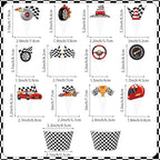 48 Pack Race Car Cupcake Toppers and Wrappers, Race Car Party Cake Decoration for Racing Checkered Theme Birthday Party Baby Shower Supplies