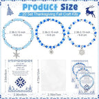 Quelay 20 Set Snowflake Party Favor Winter Filled Beaded Bracelet With Snowflake Charm Card Bag Christmas Ice Snow Jewelry Gift for Guest Xmas Holiday Birthday Party Supply Prize Goodie Bag Decor