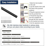 30-600cm Stair Handrail, Wall Mounted Hand Rails for Stairs Or Steps, Stainless Steel Staircase Handrails Anti-Slip Banister Rails, Industrial Outdoor Indoor Stairway Grab Bar Railing Stair Banister (