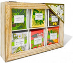 Premium Organic Wooden Tea Sampler Gift Box With 6 Flavors Made With Real Ingredients, Non-GMO and Dye Free, Includes Green Tea, Peach, Mango, Earl Grey, Sleep Blend, Lemon Ginger (60 Bags)