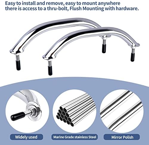 8" Boat Grab Bar 316 Stainless Steel Polished Grab Handle Handrail Hardware Multipurpose