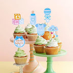 ZHUOWEISM 36 PCS Oh Baby It's a Boy Blue Cupcake Toppers for Baby Shower, Birthday Parties