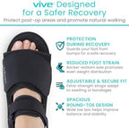 Vive Rounded Post Op Shoe for Injured Foot - Orthopedic Recovery Shoes for Women, Men - Lightweight, Adjustable Medical Walking Shoe for Post Surgery, Stress Fracture, Bunions, Sprains - Left or Right (Medium)