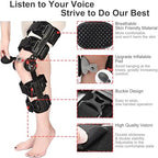 Hinged ROM Knee Brace, Carbon Fiber Material, Lightweight & Sturdy, Post Op Knee Braces for Recovery Stabilization, ACL, MCL & PCL Injury, Adjustable Medical Orthopedic Support