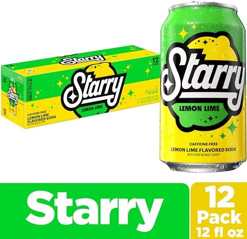 Starry Lemon Lime Soda Pop, 12 Fl Oz Cans (Pack of 12)