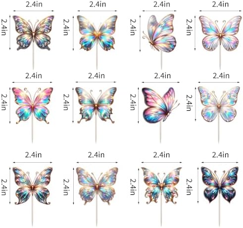 48-Piece Butterfly Cupcake Toppers for Baby Shower, Birthday, Wedding, Masquerade, Engagement & Bridal Shower, anniversary Decorations