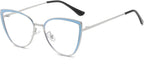 LJCZKA Cat Eye Blue Light Blocking Glasses for Women Computer Glasses Metal Frame Anti Eyestrain
