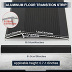 2 Pcs Aluminum Floor Transition Strip Thickness About 1.8 mm 36 Inch Threshold Ramps for Doorway Door Threshold Reducer Doorway Edge Trim Suitable for Threshold Height Less Than 1.6 Inches (Black)