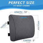 Lumbar Support Pillow for Office Chair Back Support Lumbar Pillow for Car, Gaming, Office Chair - Improve Sitting Posture & Back Pain Relief, Memory Foam, Adjustable Straps, Grey