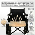 Natural Sheepskin for Bed Sores and Skin Irritation | 100% Real Medical Sheepskins with Non-Slip Back for Pain Relief and Discomfort, Wool Seat Pad, Natural, 17 in. x 17 in.