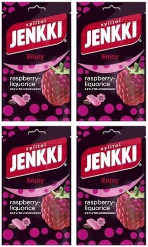 Cloetta Jenkki Xylitol Raspberry Chewing gum 4 Pack of 100g