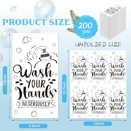Seajan 200 Packs Bathroom Paper Napkins Disposable Bathroom Paper Guest Hand Towels Decorative Paper Napkins for Hostess Gifts Shower Spa Wedding Birthday Party Supply(Black)