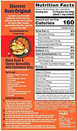 BEN'S ORIGINAL Converted Brand Enriched Long Grain White Rice, Parboiled Rice, 1 lb Box (Pack of 12)