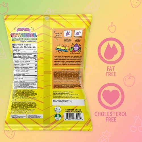 Pocas Josh Bosh Juicy Chew Challenge Fruit Shape Jellies 3-Pack, 7 Fruit-Flavored Shapes for the “Hit or Miss Challenge” Per 9.87 Oz Bag