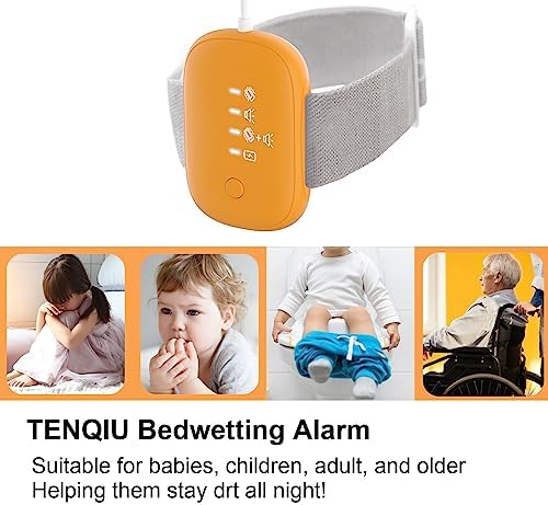Bed Wetting Alarm for Kids, USB Rechargeable, Pee Alarms with Loud Sound & Strong Vibration, Potty Training for Children, Orange