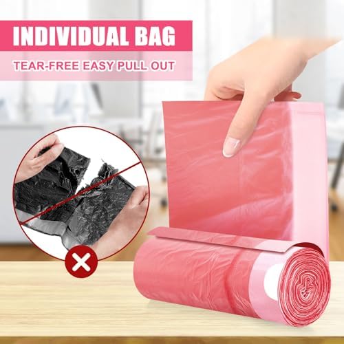 4 Gallon Trash Bags Drawstring 100 Count, JUKFITA Extra Strong Small Garbage Bags, Unscented Trash Can Liners for Bathroom Restroom Office Kitchen, Red