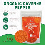 Jiva Organics Cayenne Pepper Powder Ground Chilli Pepper 5 LB Bulk Bag 60K SHU - Culinary, Hot, Non-GMO, All Natural Red Pepper Spice Powder