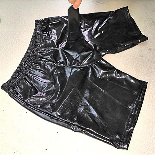 Men's Sexy Patent Leather Tights Shorts Pants Wetlook Latex Nightclub Clubwear Undershorts Boxers Shorts Black