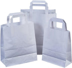 The Paper Bag Company 18 x 23 x 9 cm Paper Carrier Bags with Flat Handles, Pack of 25, White