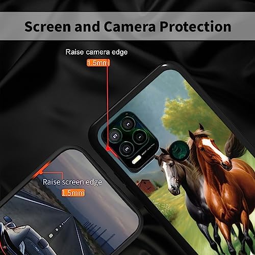 Case for Moto G Stylus 5G 2021,Tempered Glass Back Cover,Side Soft TPU Bumper Cutting Groove Anti-Skid Design Protective Cover for Moto G Stylus 5G 2021,Running Horse