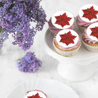 30Pcs Edible Fake Poinsettia Flowers Christmas Cupcake Toppers Wafer Paper Christmas Themed party Decorations Picks for Christmas Birthday Party Cake Decorations