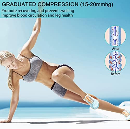 Athbavib 3 Pairs Zipper Compression Socks, 15-20 mmHg Closed Toe Compression Stocking with Zipper for Women and Men