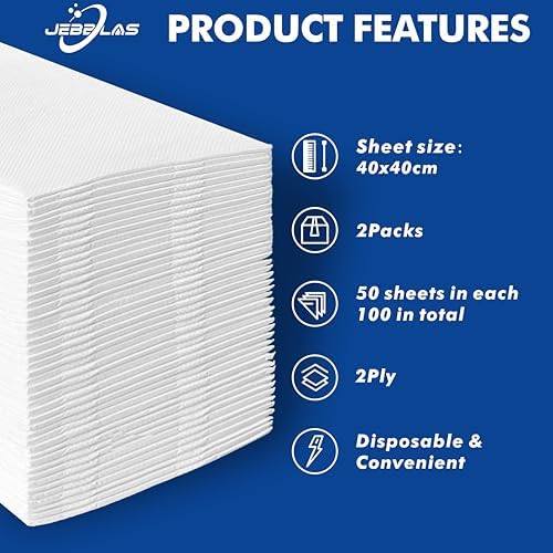 JEBBLAS 100Pack Disposable Guest Towels, Disposable Paper Napkins, Bathroom Napkins Guest Disposable, 15.7''x15.7''Paper Hand Towel for Kitchen, Parties, Wedding, Thanksgiving