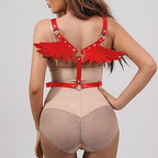 Punk Body Harness with Angel Wing Sexy O Ring Waist Belt Caged Harness Women Leather Body Chest Harness Gothic