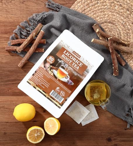 Premium 80 Licorice Root Tea Bags, Made with 100% High Sweetness Wild Licorice Root, No Additives & Caffeine Free.