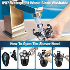 Head Shaver for Bald Men, 6-in-1 Electric Shaver for Bald Head 6D Wet/Dry Waterproof Mens Electric Razor Head Shavers Mens Grooming Kit Cordless Rechargeable Face Head Shaving Rotary Shaver