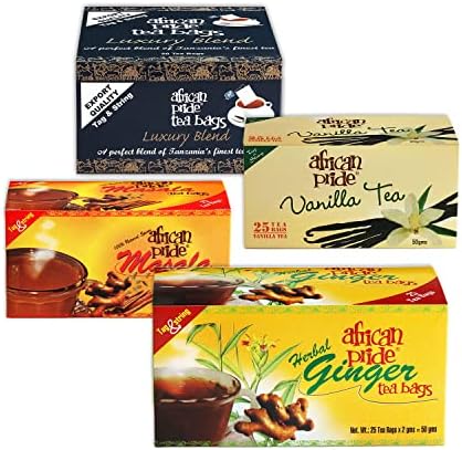 AFRICAN PRIDE - Ginger Tea - Tanzania - Herbal Tea - 25 Tea Bags With String and Tag - 50g