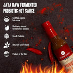 Organic Hot Sauce by Dr. Cowan’s Garden - Jaya Hot N’ Raw Fermented Probiotic Mild Pepper Sauce, Certified Organic Jalapeno and Organic Cayenne Peppers, Non-GMO, Product of the USA - 5 fl oz