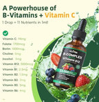 Vitamin B Complex Drops, Active B12 Methylcobalamin 5000mcg, B6, B1, B2, B5, B7, B3, Folate with Vitamin C, B12 Sublingual Liquid Fast Absorption | Boost Energy, Focus & Immunity, Vegan | 60 Servings
