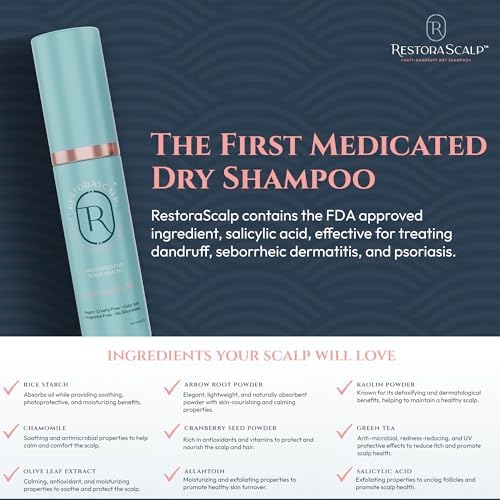 Medicated Dry Shampoo for Dandruff, Seborrheic Dermatitis Dermascalp and Psoriasis Treatment