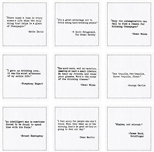 Five Star Funny Literary Bar Quotes | White Cotton Cocktail Napkins | 50 Luxury Disposable Beverage Napkins with Witty Bar Quotes | Drink Napkins for Parties, Bars, Weddings & Game Nights