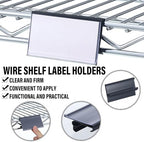 Kathfly 100 Pcs Wire Shelf Label Holders Compatible with Metro 1-1/4in Shelves, Plastic Wire Rack Label Holder 3 l x 1.25 H Price Tag Shelf Clips On, Black