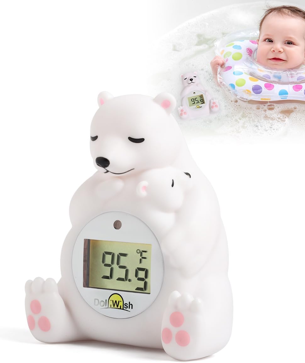 Baby Bath Thermometer for Infants,Cute Polar Bear Digital Bath Thermometer for Baby,Room&Water Temperature Toy