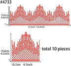 Large Pre-Made Ready to Use Edible Cake Lace Lattice Diamond Scallop Red 12-inch 10-Piece Set