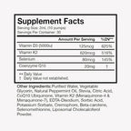 Terra Health Essentials Liposomal Vitamin D3 + K2 with CoQ10 & Selenium - High Absorption Liquid Supplement for Bone & Heart Wellness, Calcium Support, Immune & Mood Balance - 2oz, 30-Day Supply