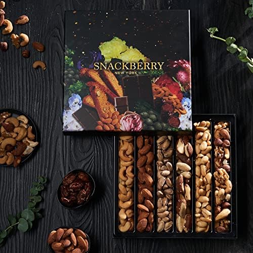 Nuts Gift Basket, Gourmet Snack Box,in Elegant Box, Gift Set For, Birthday Party, Care Package, Sympathy, Healthy Gift, Gift for Men and Women. Kosher, Snackberry (Single)