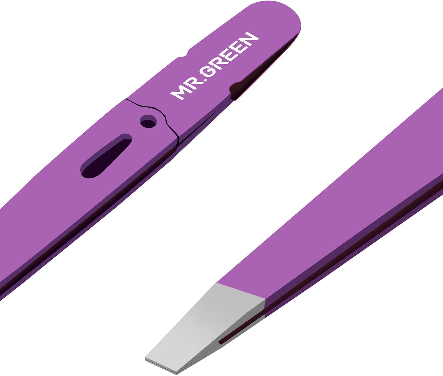 MR.GREEN Eyebrows Tweezers Colorful Beauty Fine Hairs Puller Makeup Tools Stainless Steel Slanted Eye Brow Clips Removal (Purple)