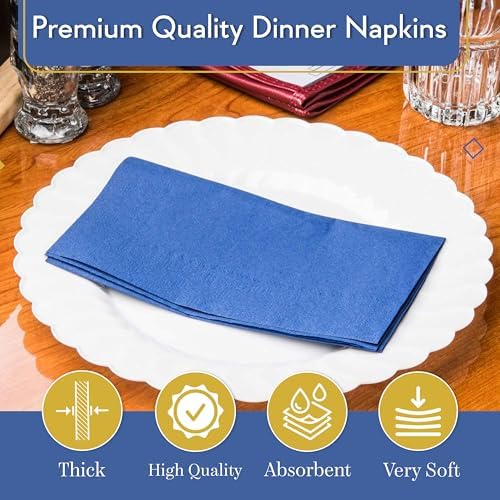 Perfect Stix - PS 2 PLY DINNER NAP Navy Blue 125CT 2 Ply Dinner Napkin Navy Blue, 3" Height, 4" Width, 8" Length 125ct